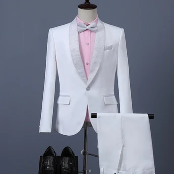 2023 Модный Новый мужской бутик для отдыха, приталенный деловой костюм для ведущего свадьбы, комплект из двух предметов, 2 предмета, блейзеры, куртка, пальто, Брюки, Брюки