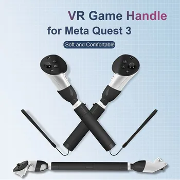 2шт Игровой контроллер VR для гольфа, удлинительная ручка, клюшка для гольфа, держатель геймпада с ремешком для аксессуара Meta Quest 3