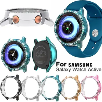 Защитный чехол для часов в виде бампера с кристаллами и бриллиантами, покрытие рамки Samsung Galaxy Watch Active SM-R500