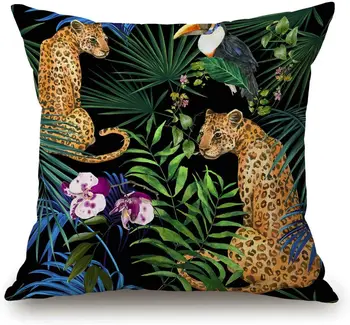 Леопардовая наволочка с животным принтом, декоративные наволочки для тропического Сафари, наволочка для домашнего декора, Наволочка