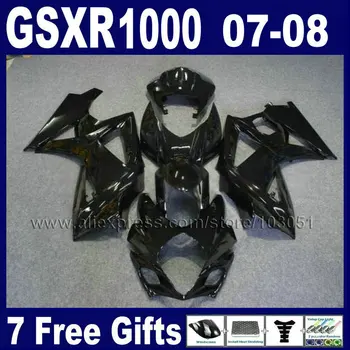 7 подарков мотоцикл дорожные обтекатели комплект для SUZUKI 2007 2008 GSXR1000 GSXR 1000 GSX 07 08 R1000 K7 K8 полный черный обтекатель обвесы