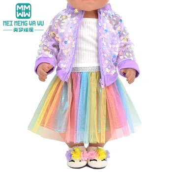 Одежда для куклы, подходящая для Новорожденной куклы 43 см, Американская кукла, Модная Куртка, костюм, газовая юбка, подарок для девочки