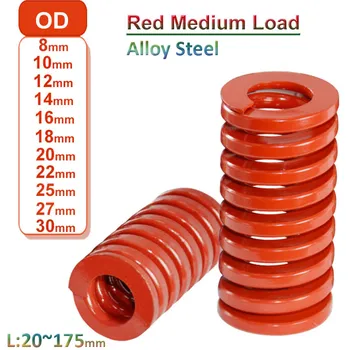 Красная пресс-форма для штамповки пружины средней нагрузки Спиральная штамповка из легированной стали OD 8 10 12 14 16 18 20 22 25 27 длина 30 мм 20 мм-175 мм